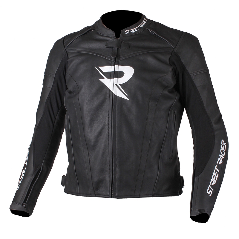 Street Racer Caliber Black and White Motorcycle Jacket razprodaja