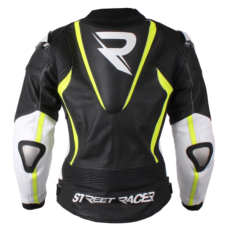 Street Racer Adrianne Black-White-Fluo Yellow motoristična jakna za ženske razprodaja
