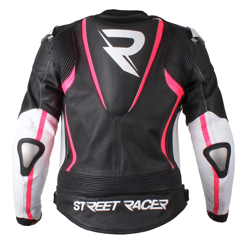 Street Racer Adrianne Black-White-Fluo Pink motoristična jakna za ženske razprodaja