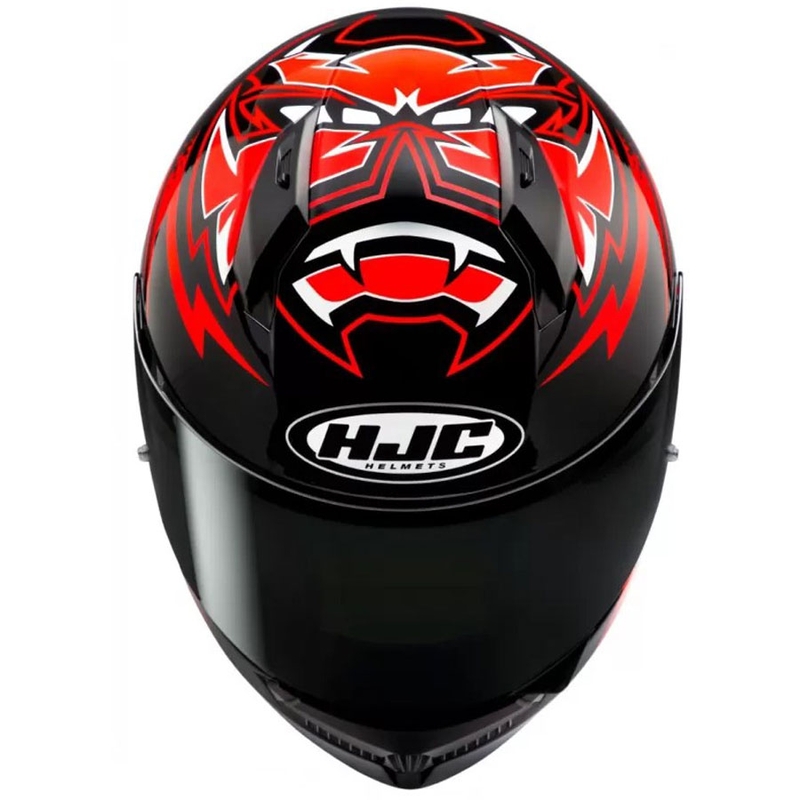 Celoobrazna motoristična čelada HJC C10 Diablo Mask MC1 črno-rdeča-bela