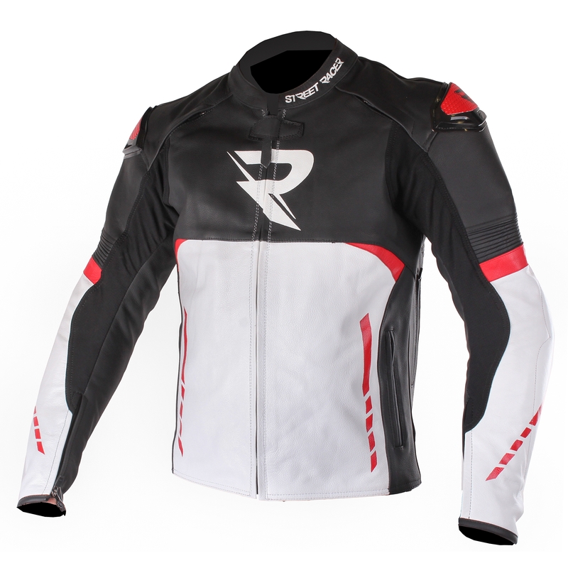 Street Racer Tour Black-White-Red Motorcycle Jacket razprodaja
