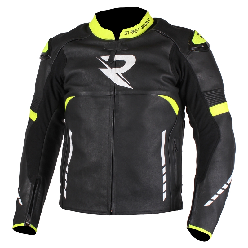 Street Racer Tour Black-White-Fluo Yellow Motorcycle Jacket razprodaja