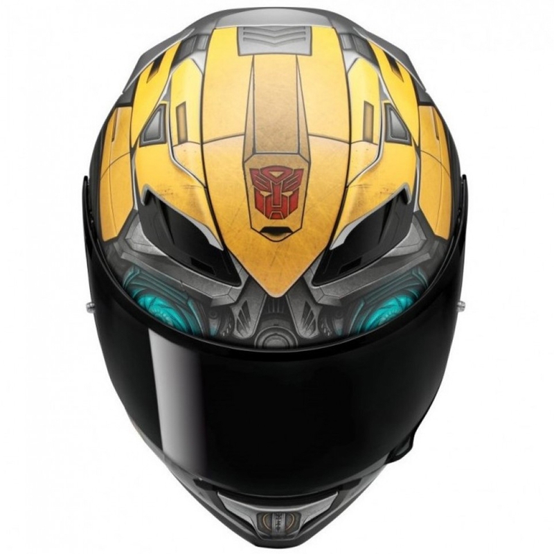 Celoobrazna motoristična čelada HJC F71 Bumblebee Hasbro MC3SF črno-sivo-rumena