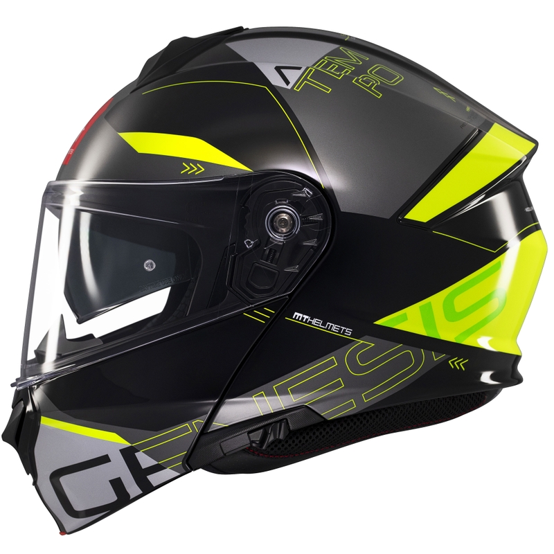 Motoristična čelada na preklop MT Genesis SV Atempo črno-siva-fluo rumena