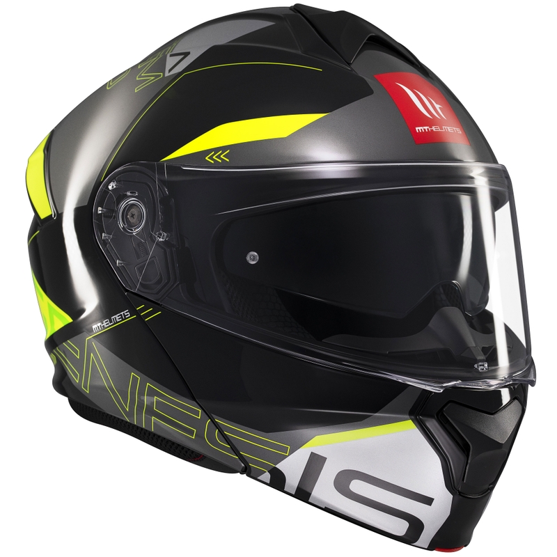Motoristična čelada na preklop MT Genesis SV Atempo črno-siva-fluo rumena