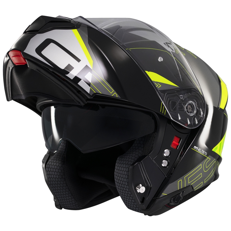 Motoristična čelada na preklop MT Genesis SV Atempo črno-siva-fluo rumena