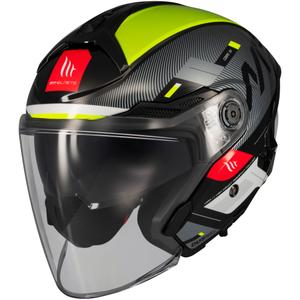 Odprta motoristična čelada MT Cosmo SV Silence črno-fluo rumena