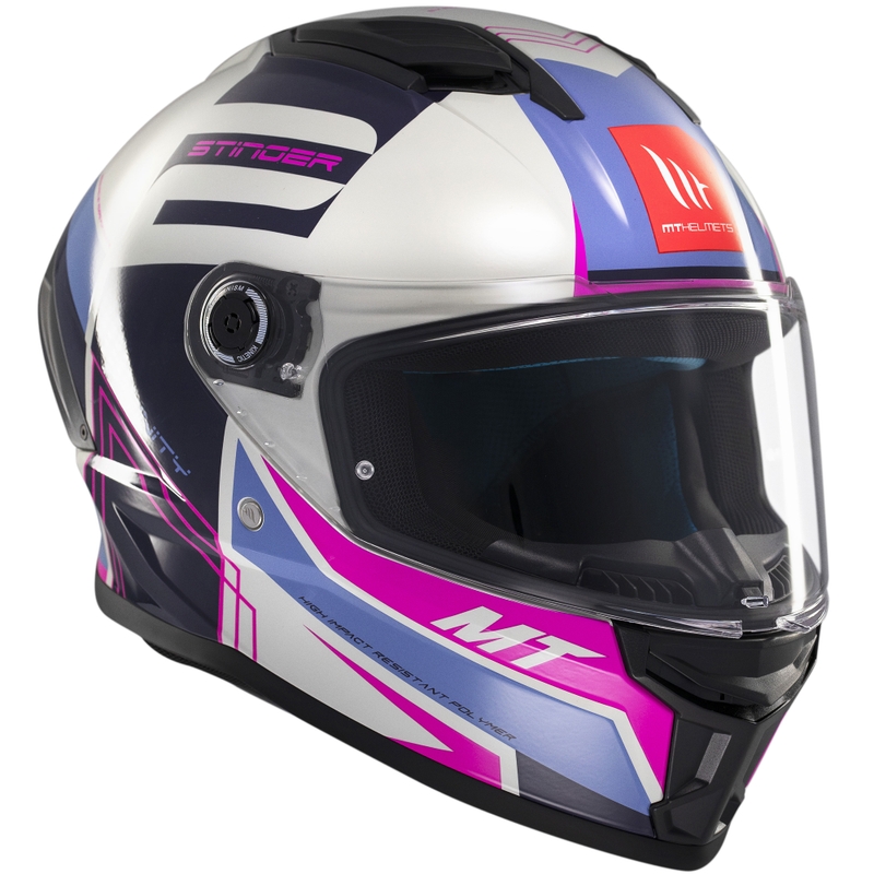 Integralna motoristična čelada MT Stinger 2 Tron sivo-vijolično-roza