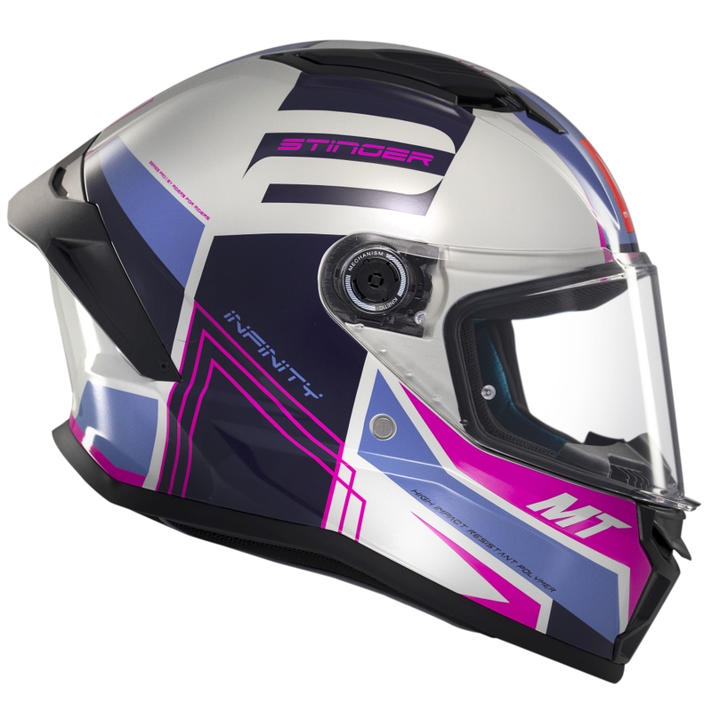Integralna motoristična čelada MT Stinger 2 Tron sivo-vijolično-roza