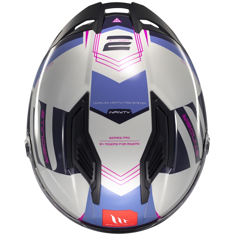 Integralna motoristična čelada MT Stinger 2 Tron sivo-vijolično-roza