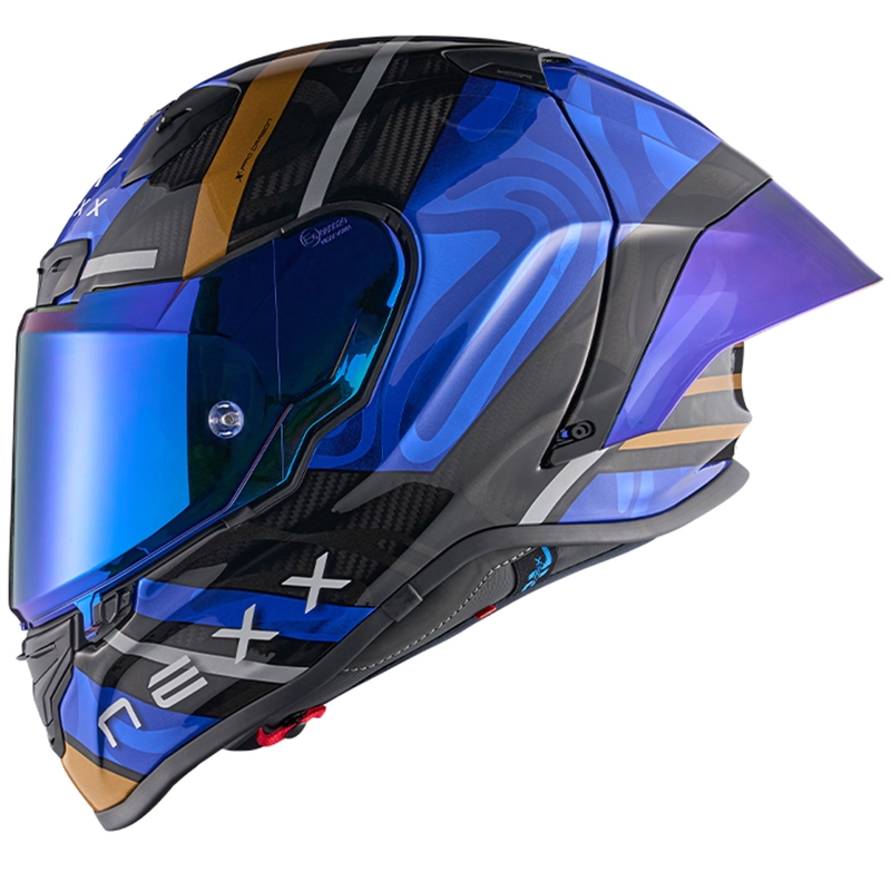 Celoobrazna motoristična čelada Nexx X.R3R Swirl temno modra