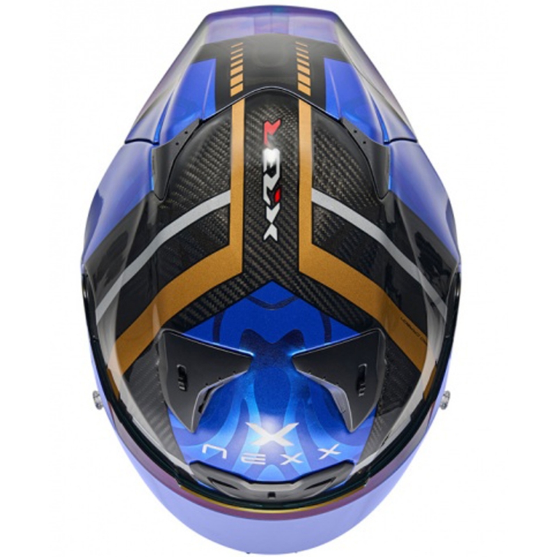 Celoobrazna motoristična čelada Nexx X.R3R Swirl temno modra