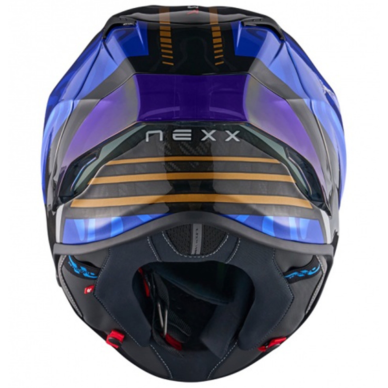 Celoobrazna motoristična čelada Nexx X.R3R Swirl temno modra