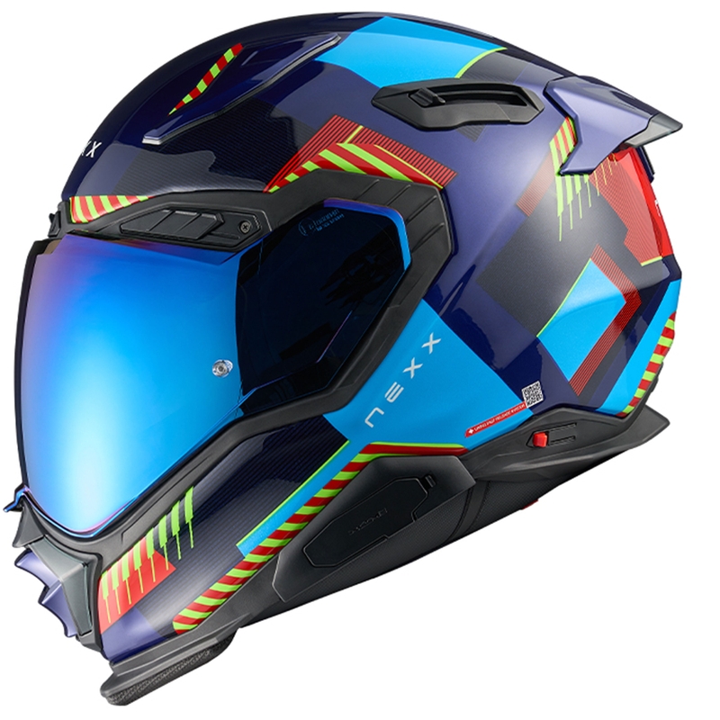 Integralna motoristična čelada Nexx X.WST3 Fluence modro-rdeča razprodaja