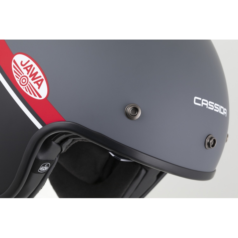 Odprta motoristična čelada Cassida Oxygen 2.0 Jawa OHC mat sivo-rdeča-črno-bela
