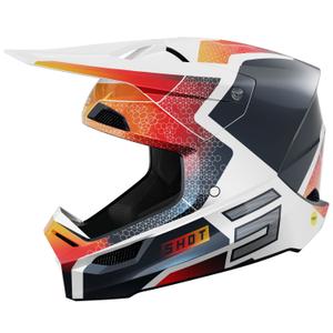 Motokros čelada Shot Race Phaser perla modro-belo-oranžna