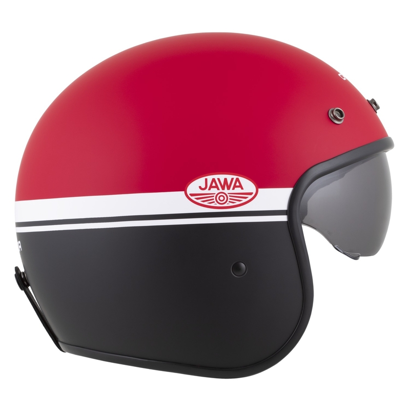 Odprta motoristična čelada Cassida Oxygen 2.0 Jawa OHC mat rdeče-črno-bela