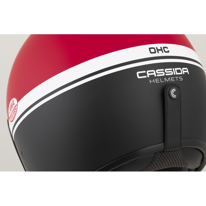 Odprta motoristična čelada Cassida Oxygen 2.0 Jawa OHC mat rdeče-črno-bela