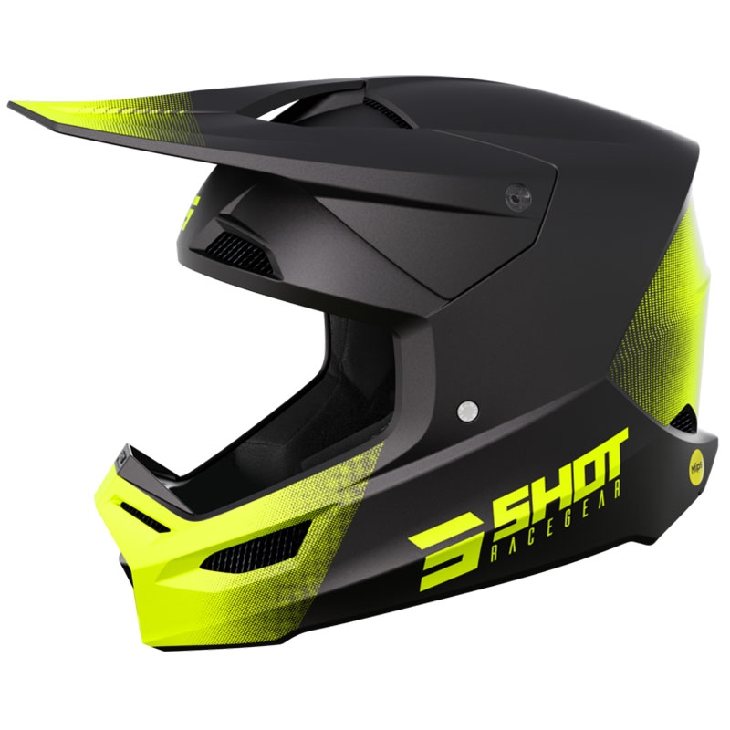 Čelada Shot Raw Motocross Black Fluo Yellow Matte Akcija razprodaja
