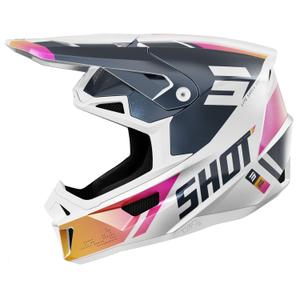 Motokros čelada Shot Lite Ultra biserno modro-oranžno-roza