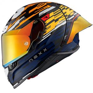 Integralna motoristična čelada Nexx X.R3R Glitch Racer oranžno-modra