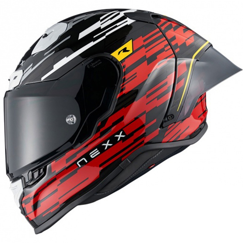 Integralna motoristična čelada Nexx X.R3R Glitch Racer rdeče-bela razprodaja
