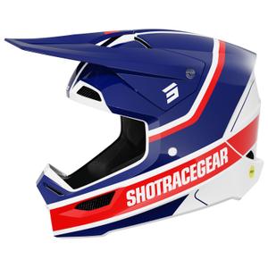 Motokros čelada Shot Race Mythic sijoča modro-rdeča