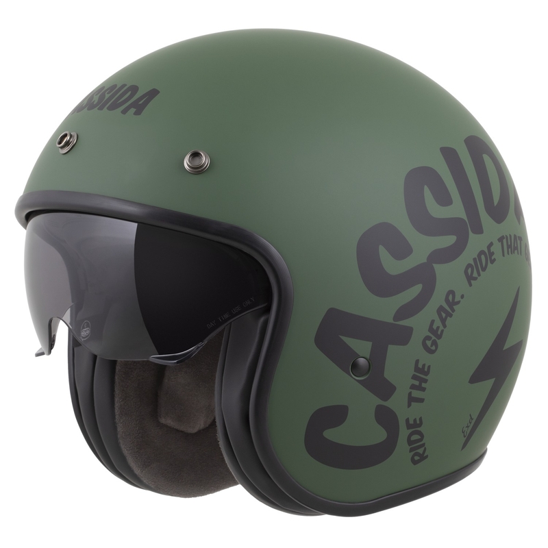 Motoristična čelada Cassida Oxygen 2.0 Gear z odprtim obrazom, mat zeleno-črna