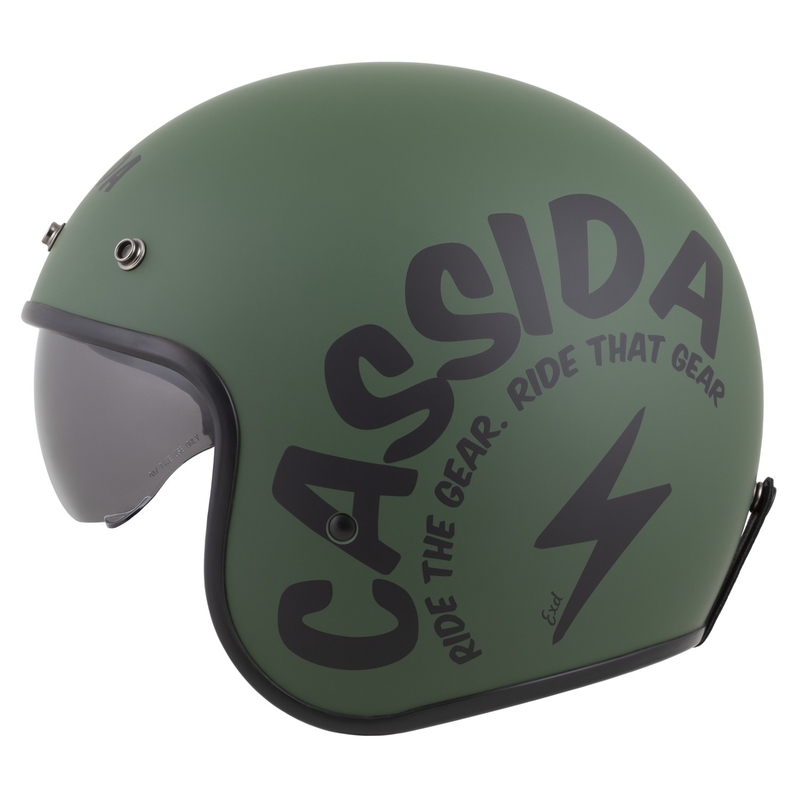 Motoristična čelada Cassida Oxygen 2.0 Gear z odprtim obrazom, mat zeleno-črna