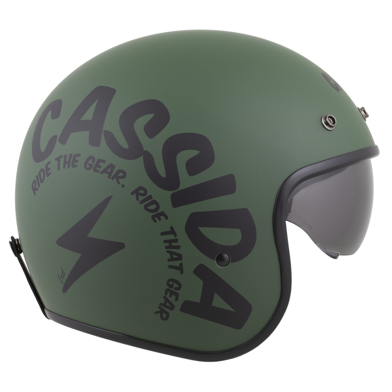 Motoristična čelada Cassida Oxygen 2.0 Gear z odprtim obrazom, mat zeleno-črna