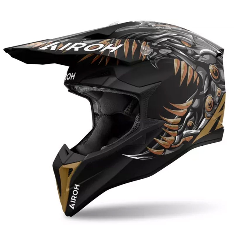 Motokros čelada Airoh Wraaap Cyborg mat črna