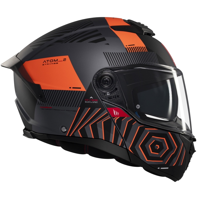 Motoristična čelada na preklop MT Atom 2 SV Strange sivo-črno-oranžna