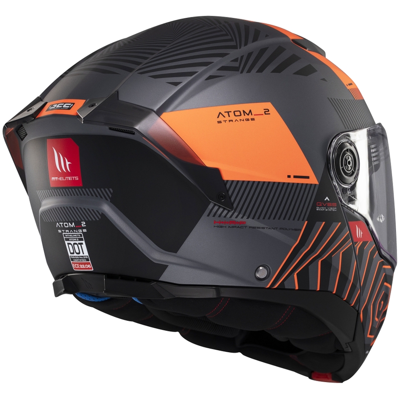 Motoristična čelada na preklop MT Atom 2 SV Strange sivo-črno-oranžna