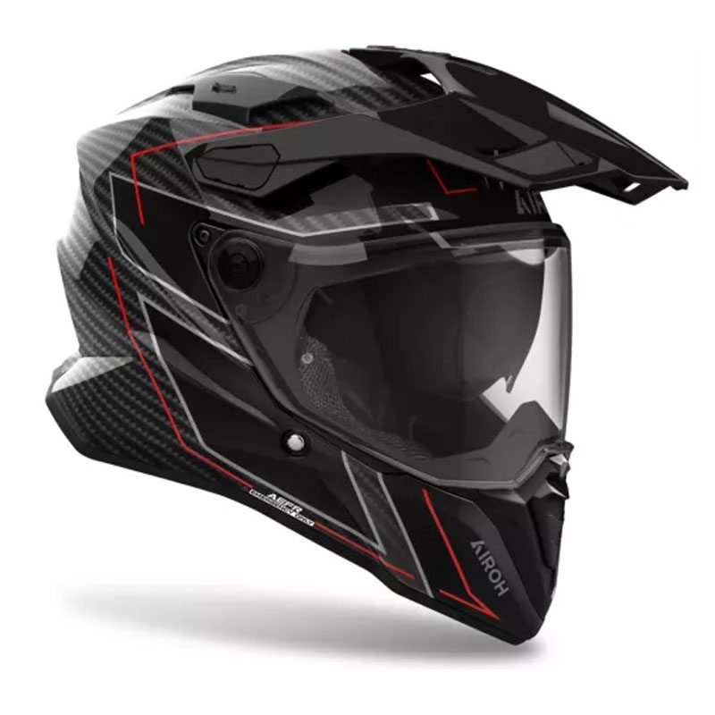 Enduro motoristična čelada Airoh Commander 2 Carbon Stylish črno-rdeča