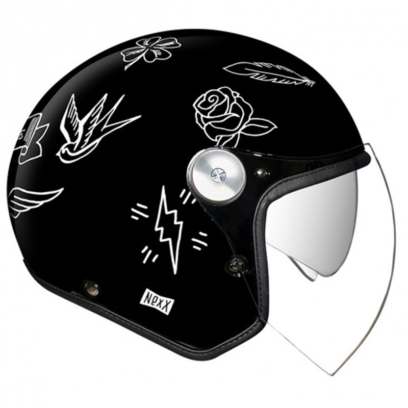 Odprta čelada Nexx X.G30 Tattoo črno-bela razprodaja