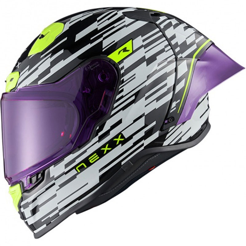 Integralna motoristična čelada Nexx X.R3R Glitch Racer belo-fluo rumena razprodaja