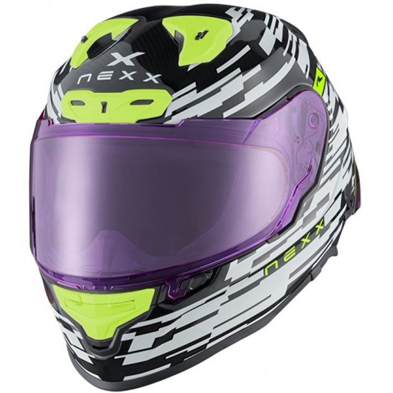 Integralna motoristična čelada Nexx X.R3R Glitch Racer belo-fluo rumena razprodaja