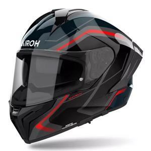 Široka motoristična čelada Airoh MATRYX črno-sivo-rdeča