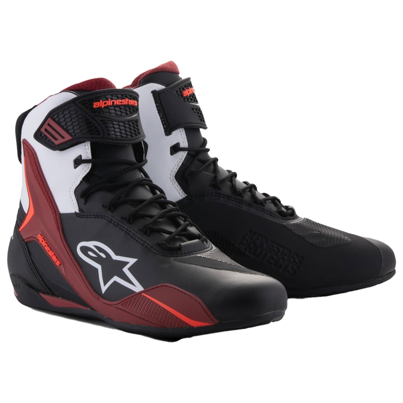 Motoristični škornji Alpinestars Faster-4 črno-beli-temno rdeči