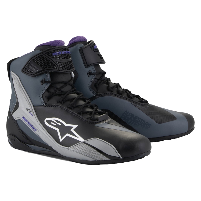 Ženski motoristični škornji Alpinestars Stella Faster-4 črno-sivo-vijolični