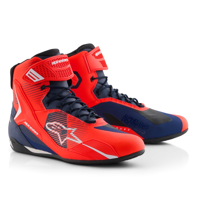 Alpinestars Faster-4 motoristični škornji MM93 kolekcija fluo rdeče-modro-beli