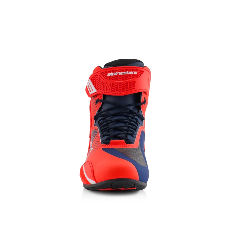 Alpinestars Faster-4 motoristični škornji MM93 kolekcija fluo rdeče-modro-beli