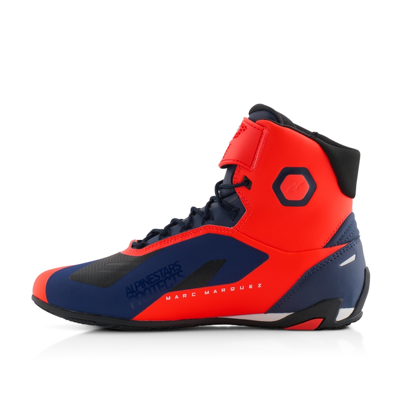 Alpinestars Faster-4 motoristični škornji MM93 kolekcija fluo rdeče-modro-beli