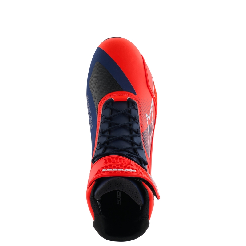 Alpinestars Faster-4 motoristični škornji MM93 kolekcija fluo rdeče-modro-beli