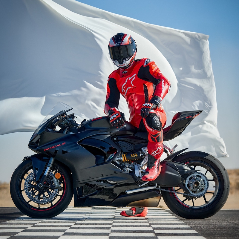 Enodelna usnjena motoristična obleka Alpinestars GP Plus V4 Sprint, združljiva s Tech-air, Fluo Red-Red-White-Black