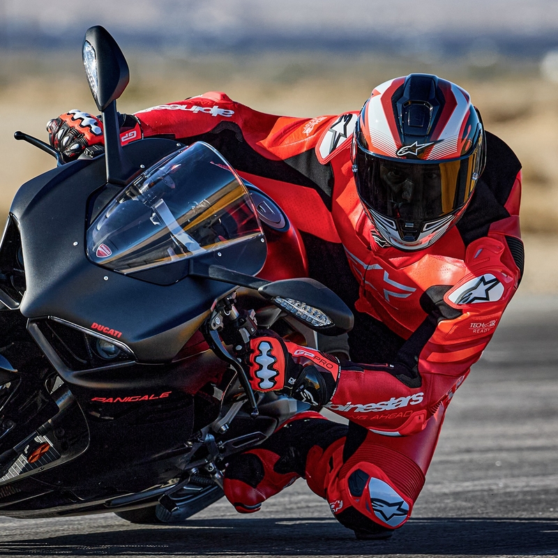 Enodelna usnjena motoristična obleka Alpinestars GP Plus V4 Sprint, združljiva s Tech-air, Fluo Red-Red-White-Black
