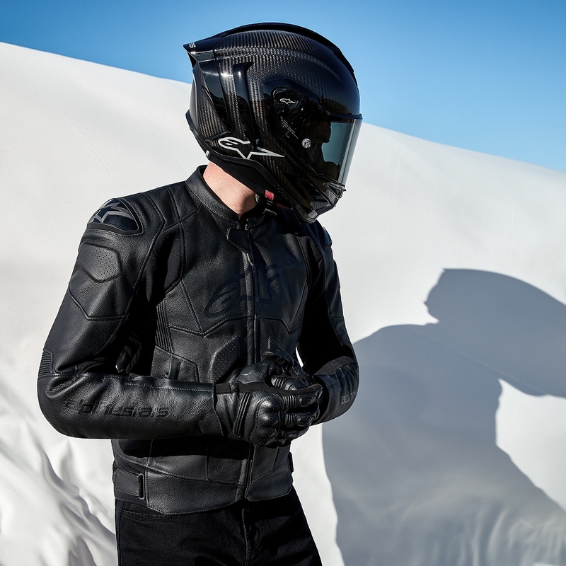 Črna usnjena motoristična jakna Alpinestars Dusk
