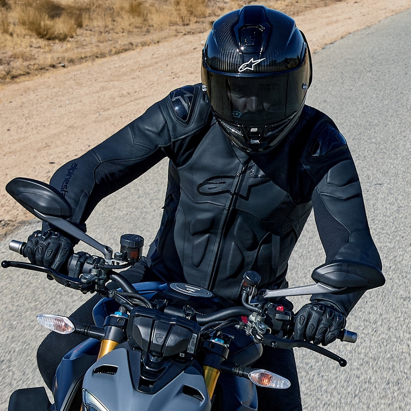 Črna usnjena motoristična jakna Alpinestars Dusk