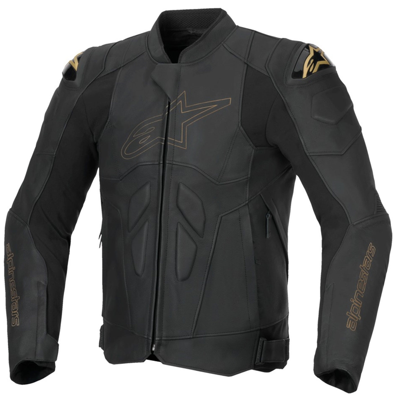 Alpinestars Dusk usnjena motoristična jakna črno-zlata