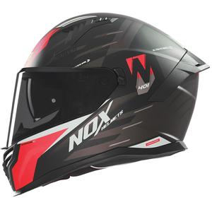 Celoobrazna motoristična čelada NOX N401 Crower mat črno-rdeča